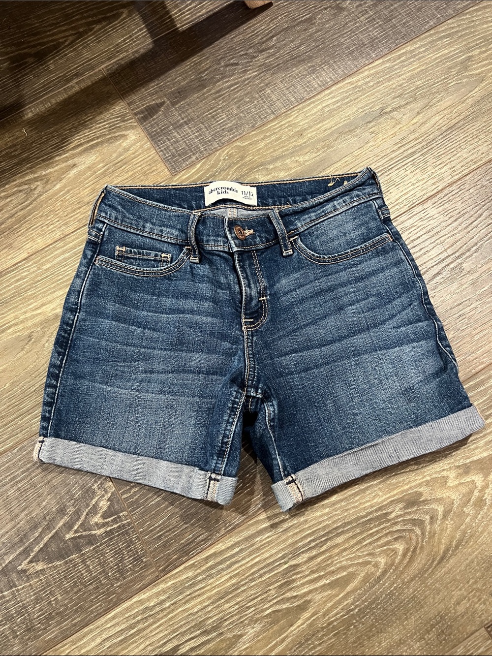 Abercrombie Kids Dark Wash Denim Cuffed Girls Shorts